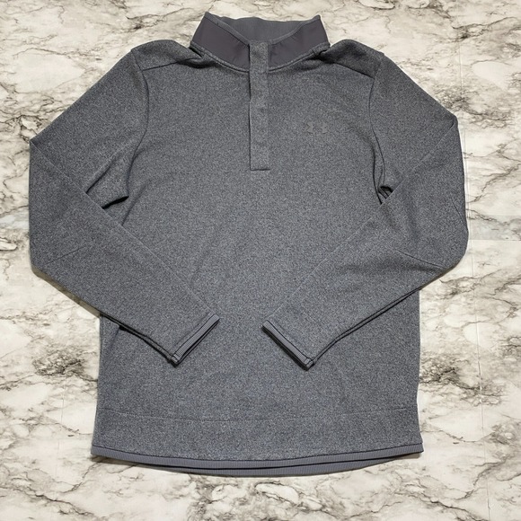 Under Armour Golf Men's Sweater Size M Gray Pullover 1/4 Snap Long Sleeve - Picture 1 of 11